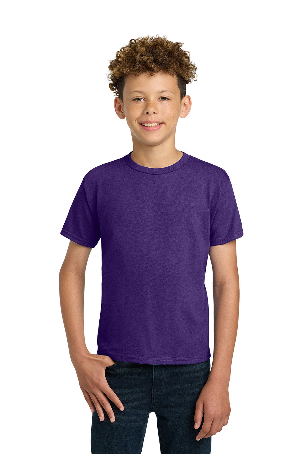 Gildan 2000B/G200B Youth Ultra Short Sleeve Crewneck T-Shirt Purple Model Front