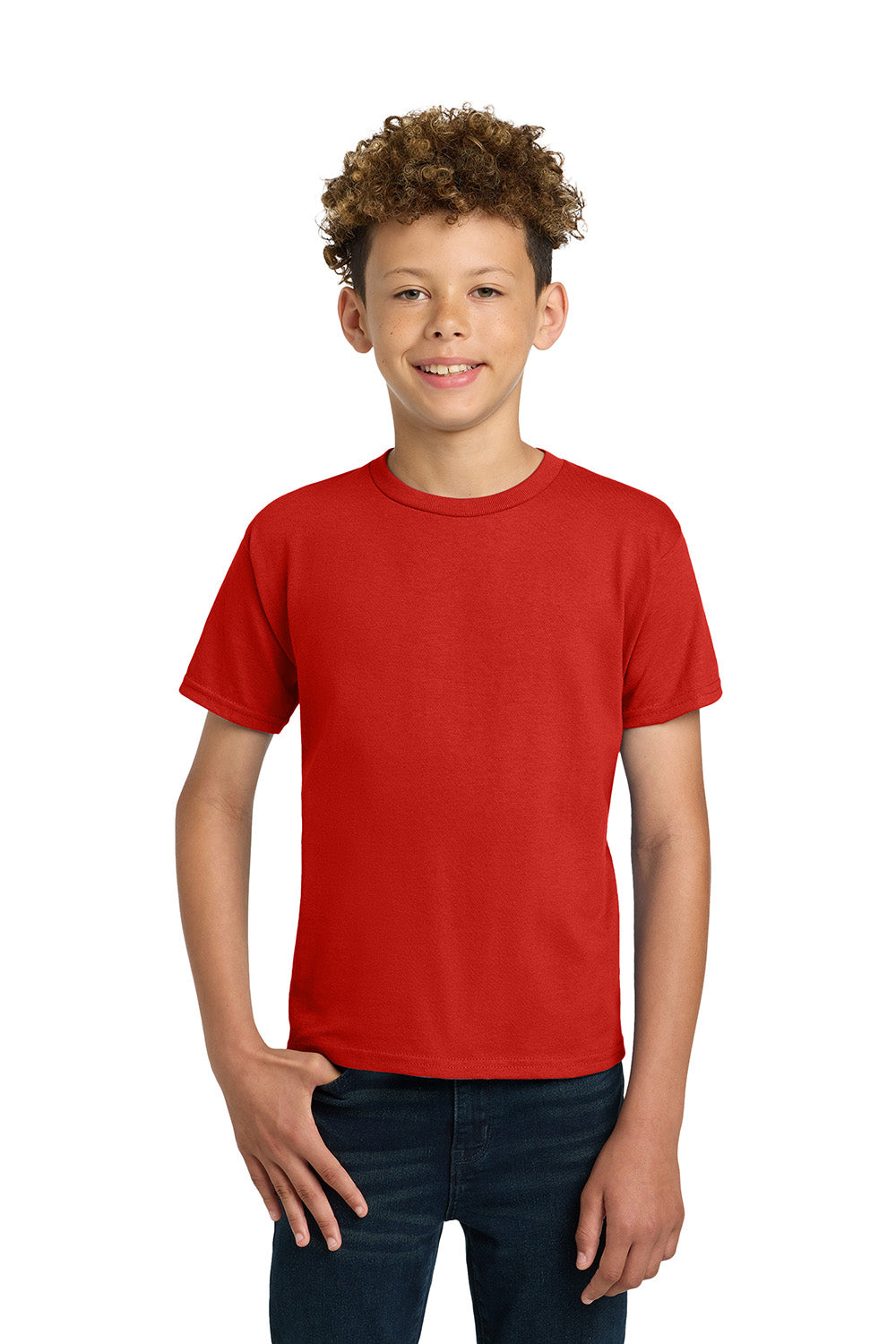 Gildan 2000B/G200B Youth Ultra Short Sleeve Crewneck T-Shirt Red Model Front