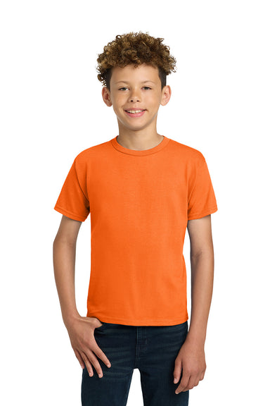 Gildan 2000B/G200B Youth Ultra Short Sleeve Crewneck T-Shirt Safety Orange Model Front