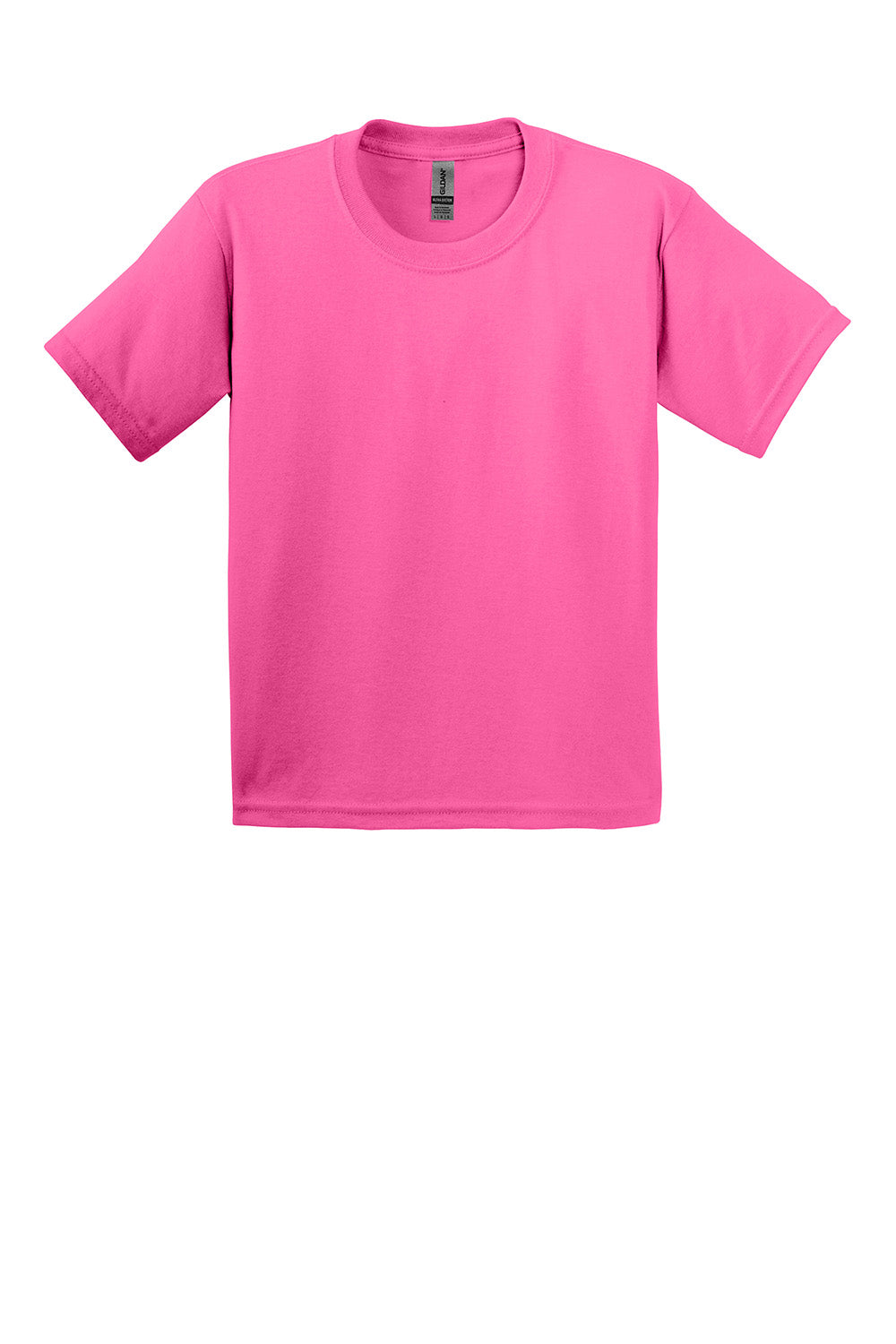 Gildan 2000B/G200B Youth Ultra Short Sleeve Crewneck T-Shirt Safety Pink Flat Front