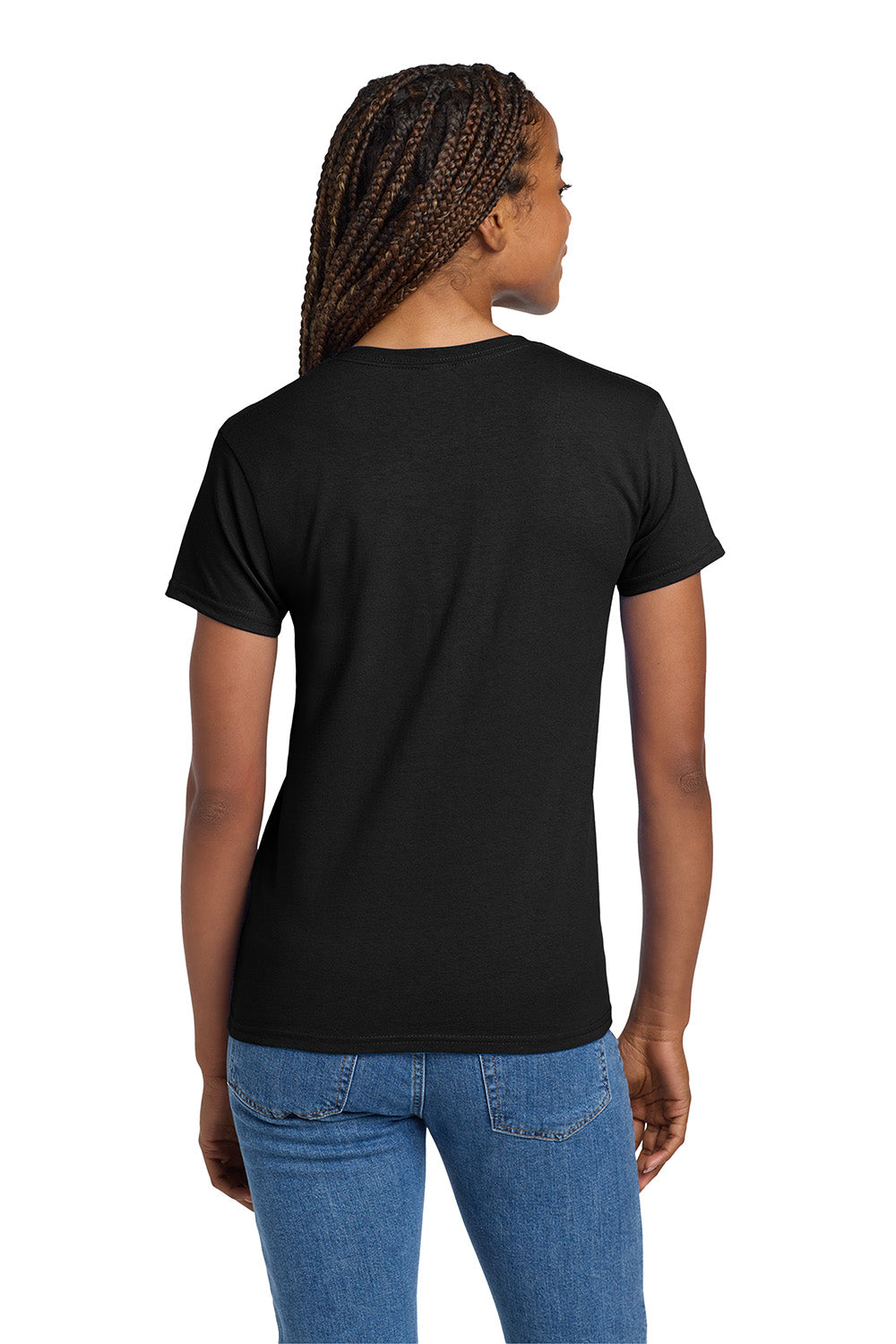 Gildan 2000L/G200L Womens Ultra Short Sleeve Crewneck T-Shirt Black Model Back