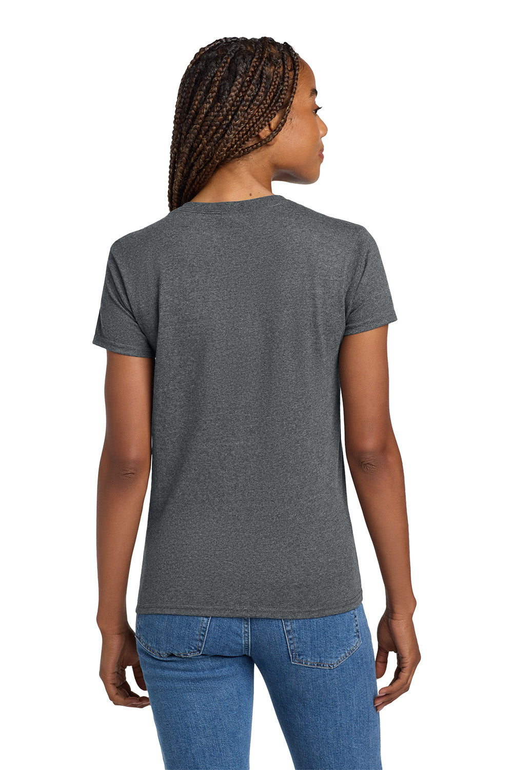 Gildan 2000L/G200L Womens Ultra Short Sleeve Crewneck T-Shirt Heather Dark Grey Model Back