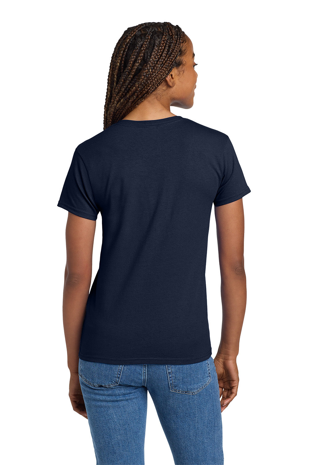 Gildan 2000L/G200L Womens Ultra Short Sleeve Crewneck T-Shirt Navy Blue Model Back