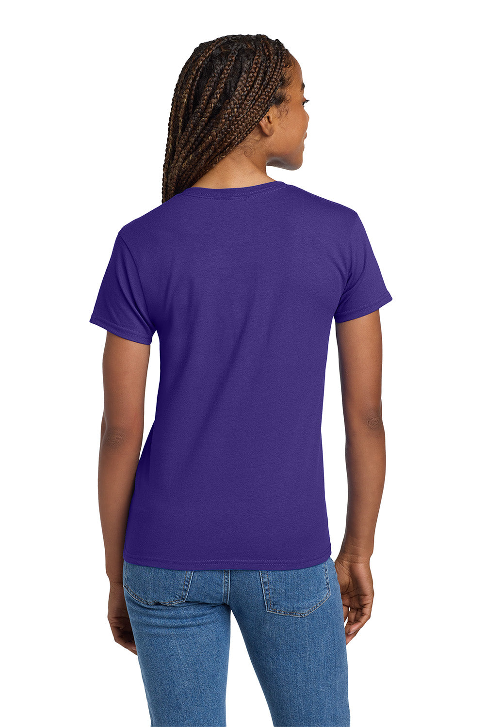 Gildan 2000L/G200L Womens Ultra Short Sleeve Crewneck T-Shirt Purple Model Back