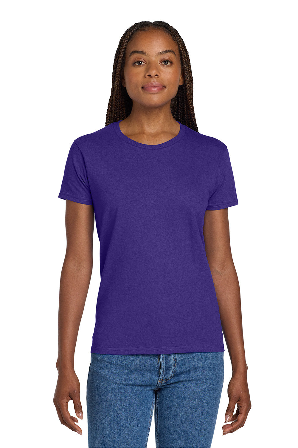 Gildan 2000L/G200L Womens Ultra Short Sleeve Crewneck T-Shirt Purple Model Front