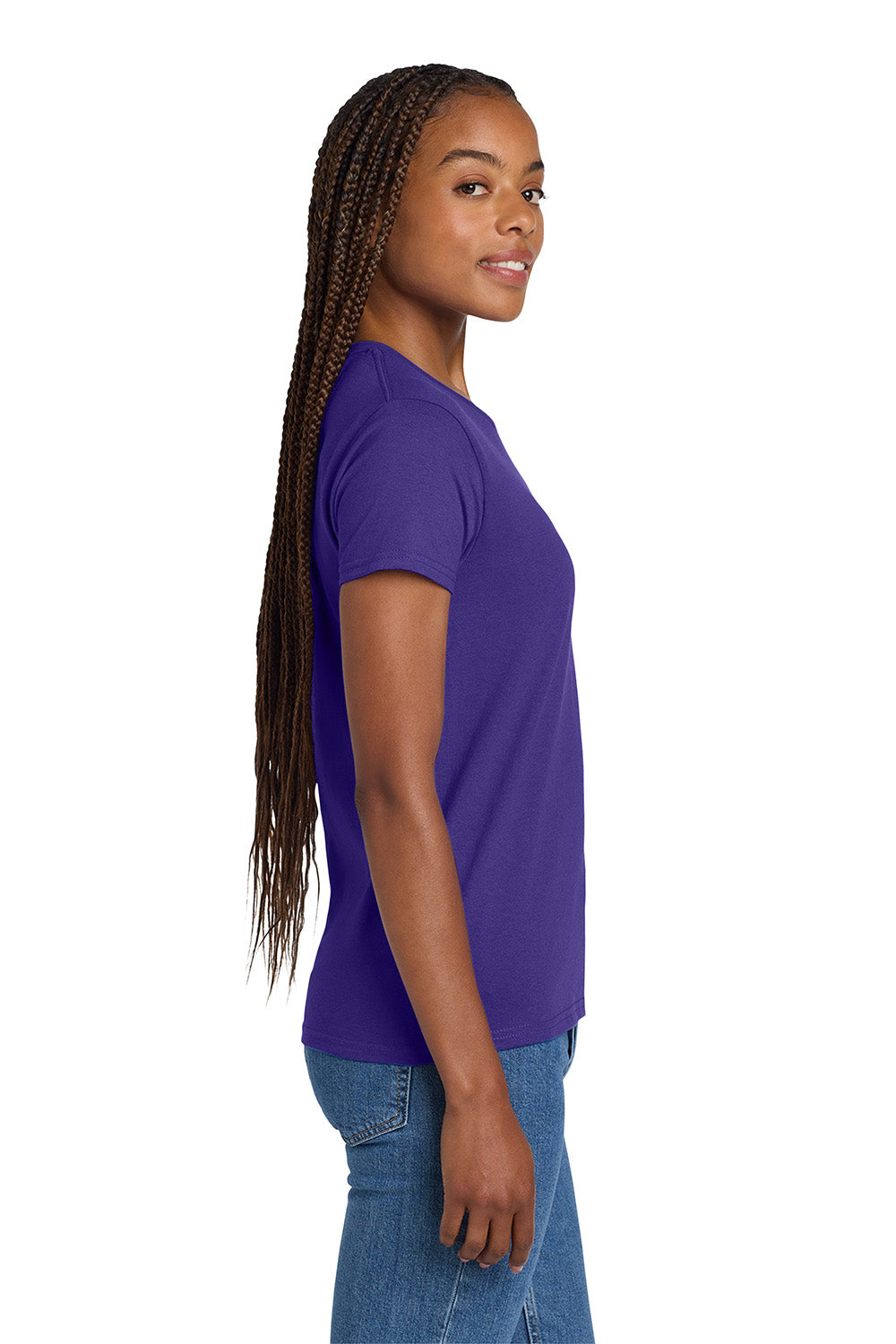 Gildan 2000L/G200L Womens Ultra Short Sleeve Crewneck T-Shirt Purple Model Side