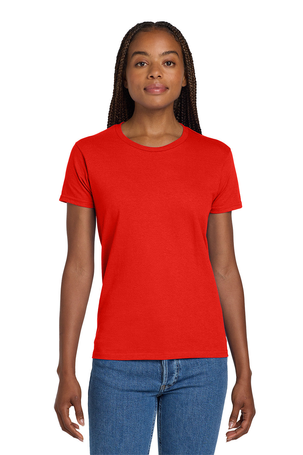 Gildan 2000L/G200L Womens Ultra Short Sleeve Crewneck T-Shirt Red Model Front