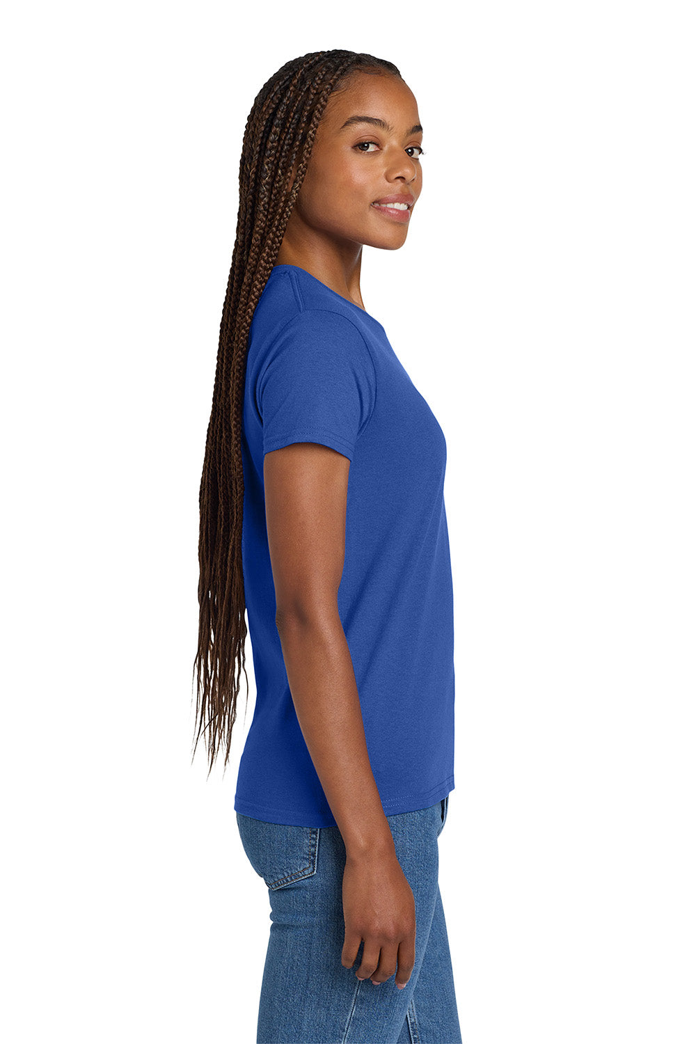 Gildan 2000L/G200L Womens Ultra Short Sleeve Crewneck T-Shirt Royal Blue Model Side