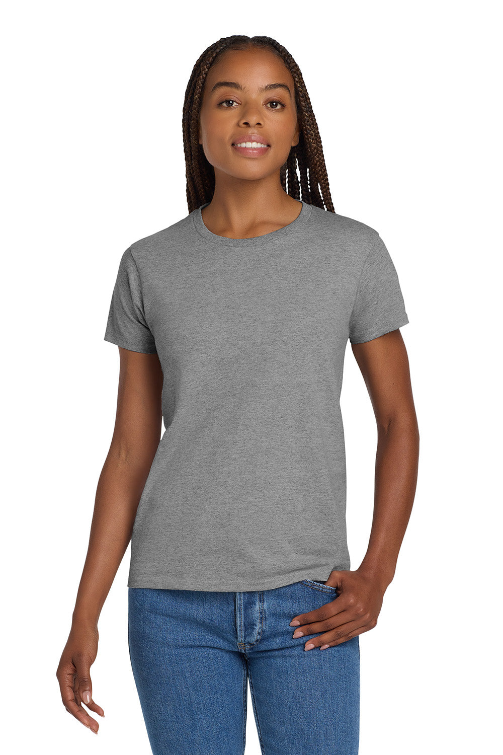 Gildan 2000L/G200L Womens Ultra Short Sleeve Crewneck T-Shirt Sport Grey Model Front