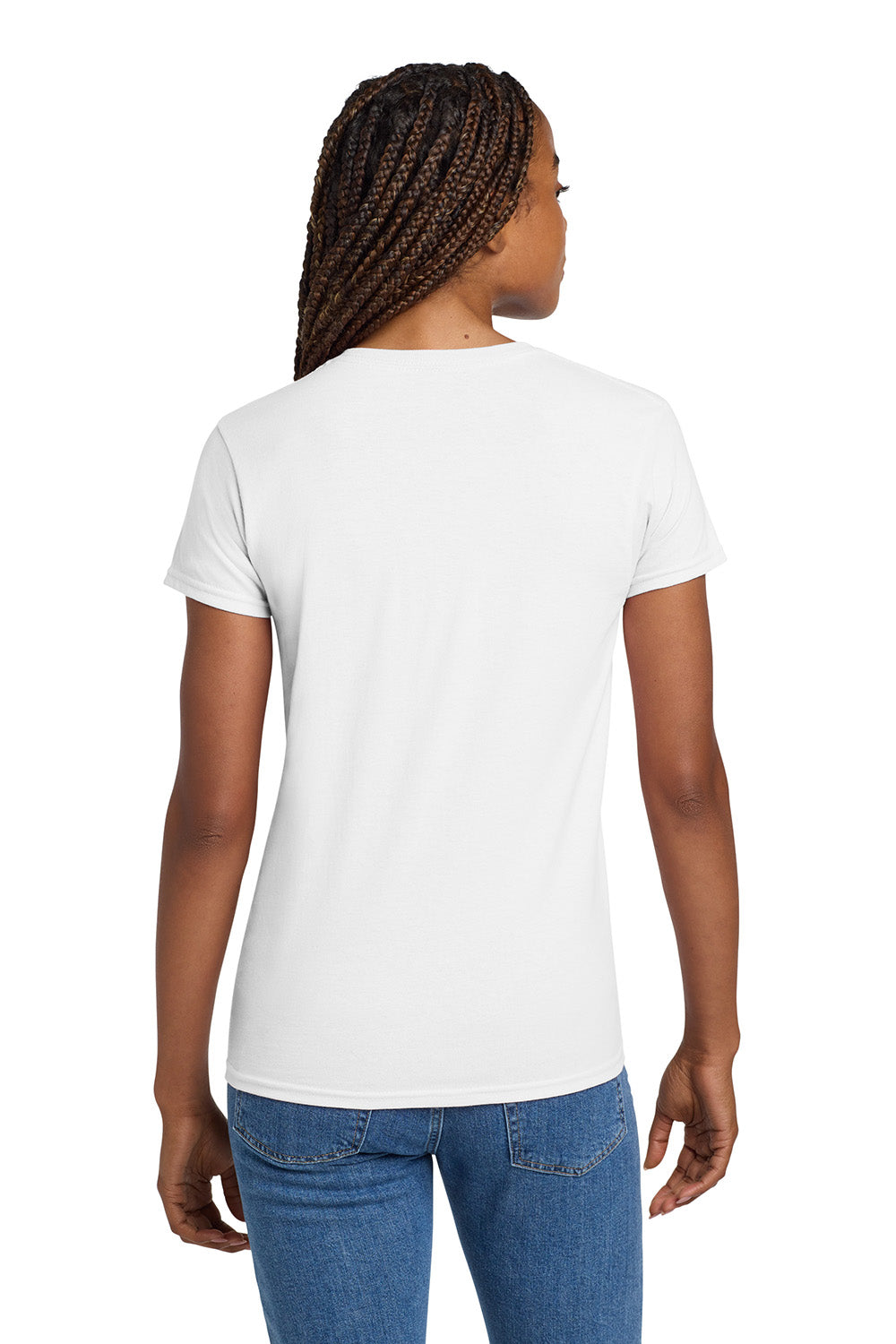 Gildan 2000L/G200L Womens Ultra Short Sleeve Crewneck T-Shirt White Model Back