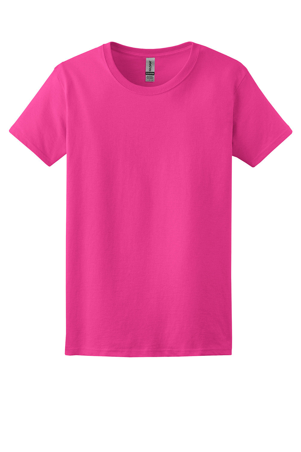 Gildan 2000L/G200L Womens Ultra Short Sleeve Crewneck T-Shirt Heliconia Pink Flat Front