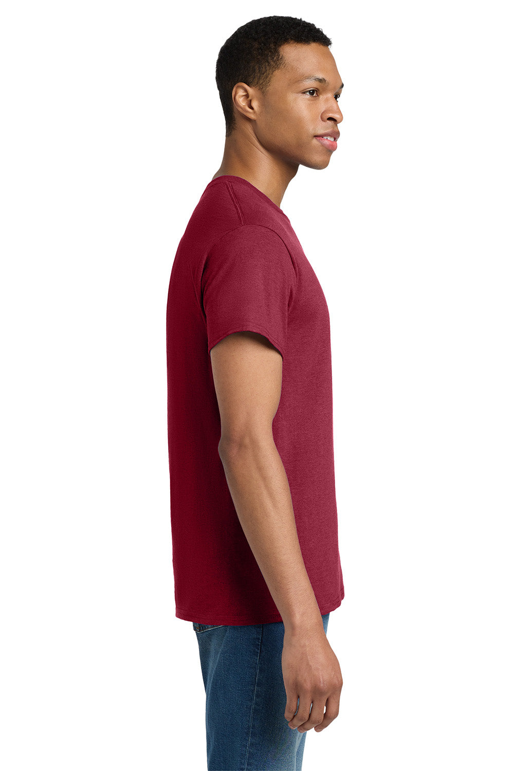 Gildan 2000/G200/G200T Mens Ultra Short Sleeve Crewneck T-Shirt Antique Cherry Red Model Side