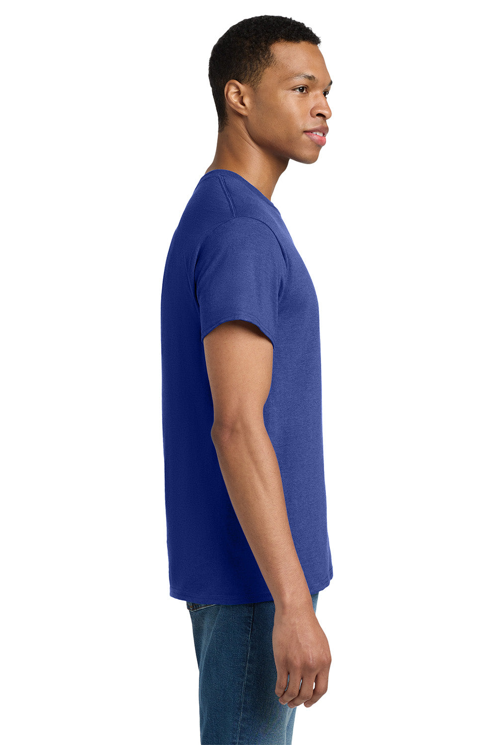 Gildan 2000/G200/G200T Mens Ultra Short Sleeve Crewneck T-Shirt Antique Royal Blue Model Side