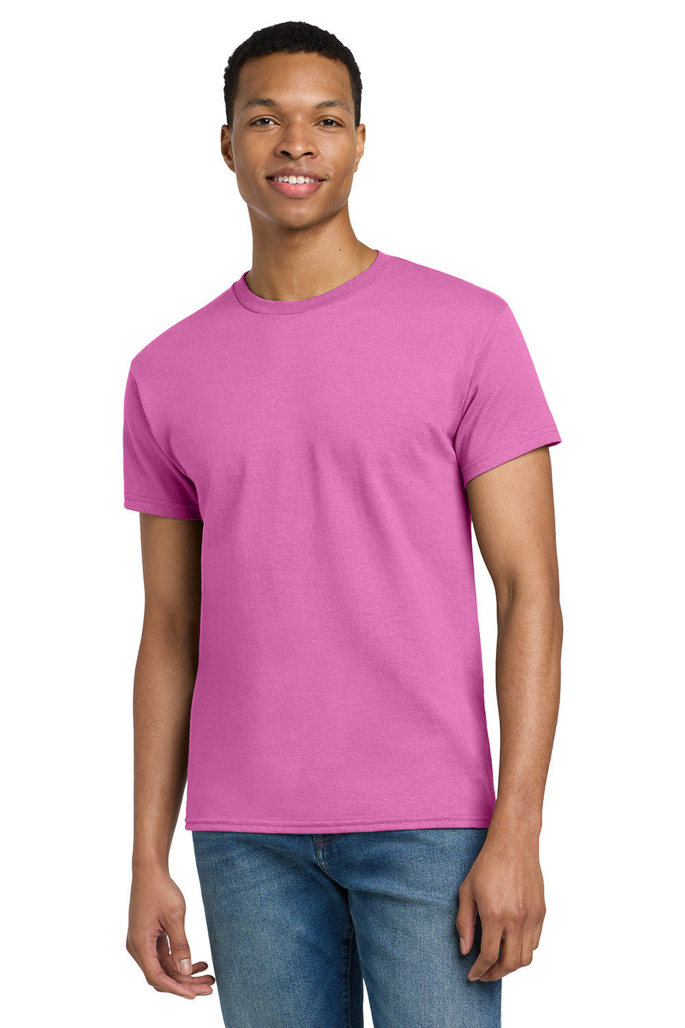 Gildan 2000/G200/G200T Mens Ultra Short Sleeve Crewneck T-Shirt Azalea Pink Model Front