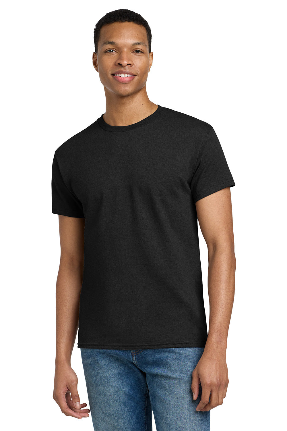 Gildan 2000/G200/G200T Mens Ultra Short Sleeve Crewneck T-Shirt Black Model Front