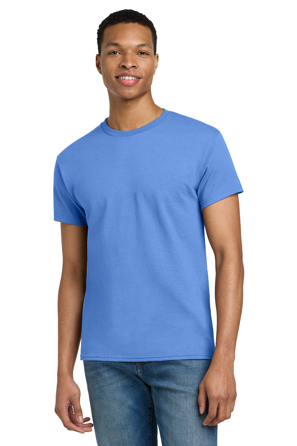 Gildan 2000/G200/G200T Mens Ultra Short Sleeve Crewneck T-Shirt Carolina Blue Model Front