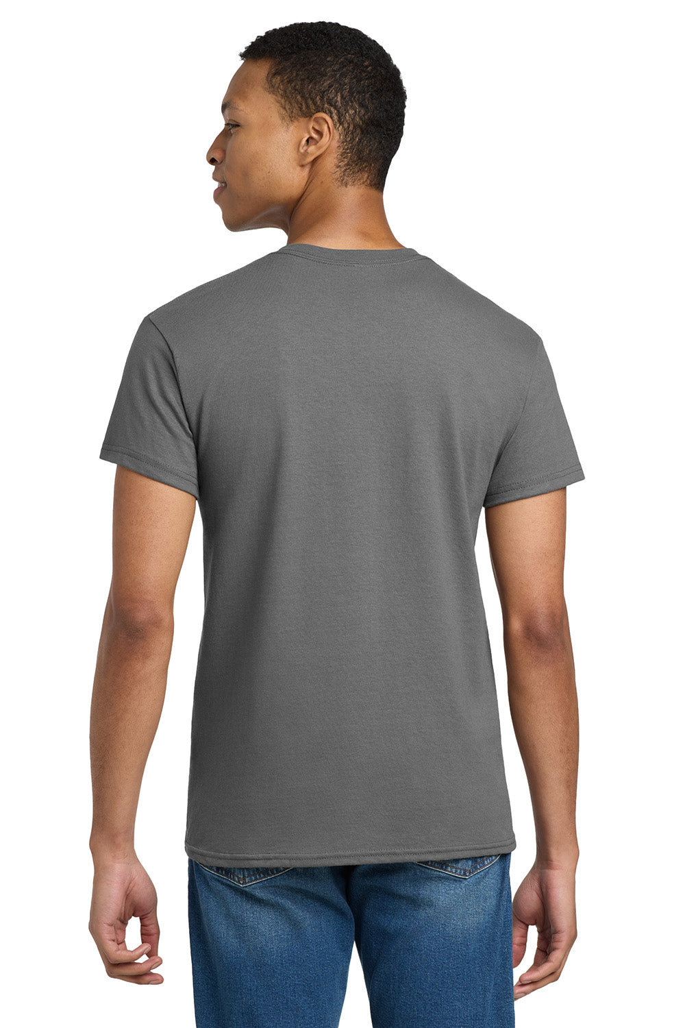 Gildan 2000/G200/G200T Mens Ultra Short Sleeve Crewneck T-Shirt Charcoal Grey Model Back