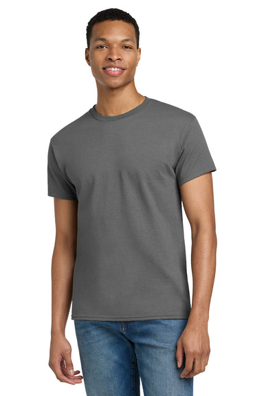 Gildan 2000/G200/G200T Mens Ultra Short Sleeve Crewneck T-Shirt Charcoal Grey Model Front