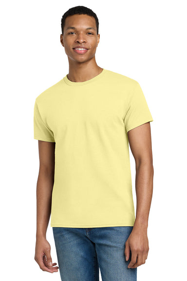 Gildan 2000/G200/G200T Mens Ultra Short Sleeve Crewneck T-Shirt Cornsilk Yellow Model Front