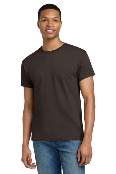 Gildan 2000/G200/G200T Mens Ultra Short Sleeve Crewneck T-Shirt Dark Chocolate Brown Model Front