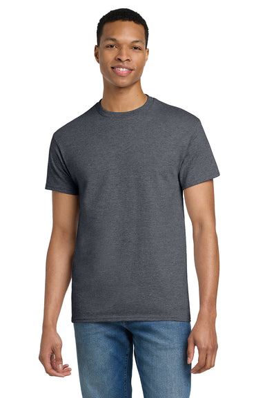 Gildan 2000/G200/G200T Mens Ultra Short Sleeve Crewneck T-Shirt Heather Dark Grey Model Front