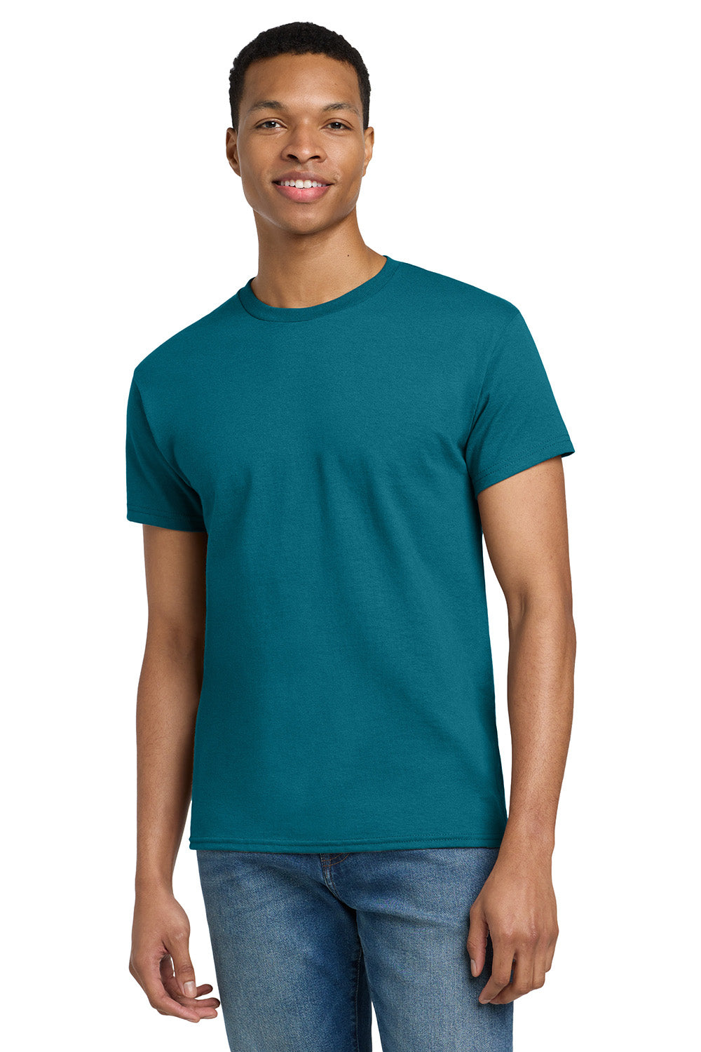 Gildan 2000/G200/G200T Mens Ultra Short Sleeve Crewneck T-Shirt Galapagos Blue Model Front