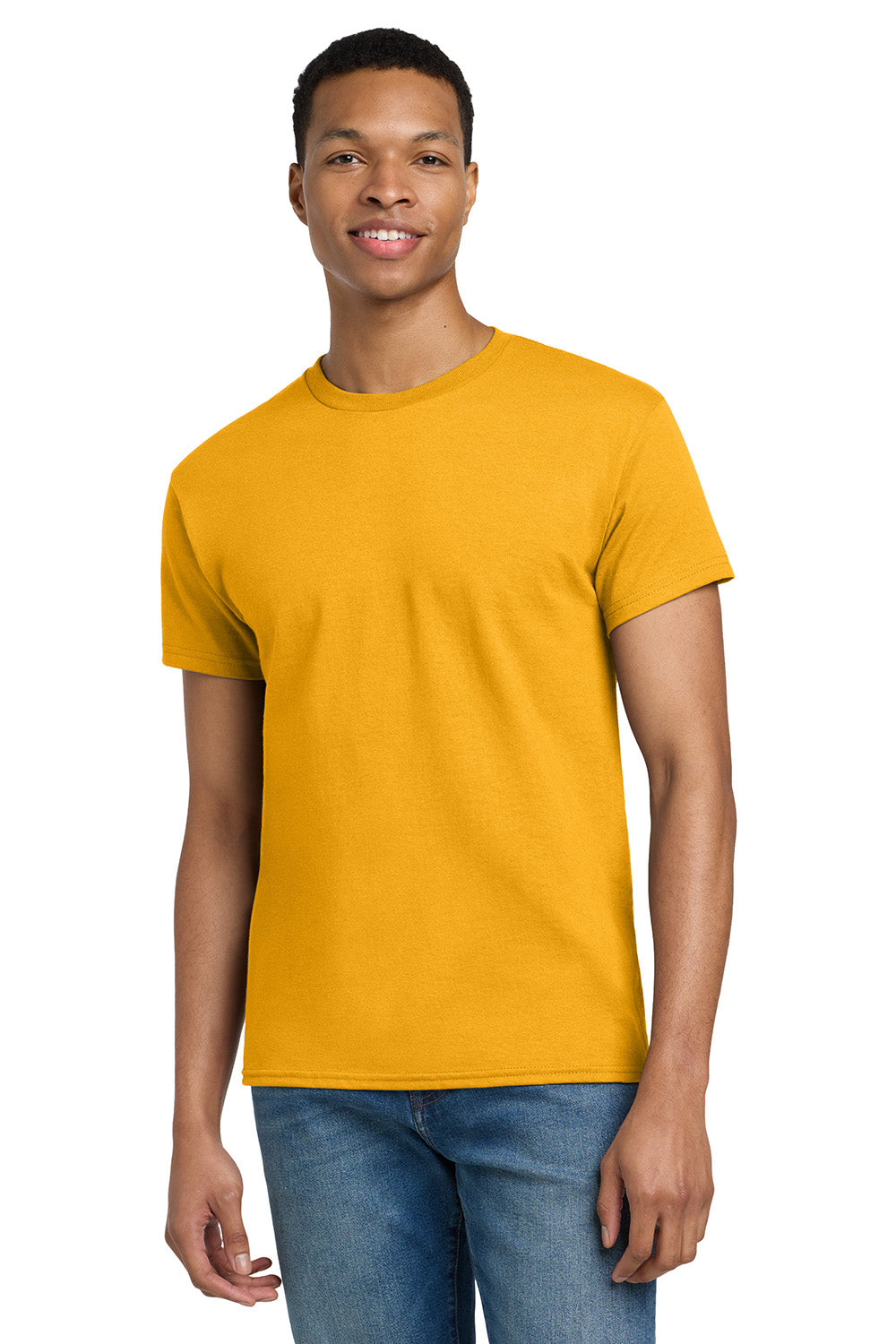 Gildan 2000/G200/G200T Mens Ultra Short Sleeve Crewneck T-Shirt Gold Model Front