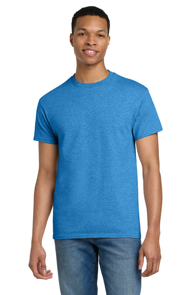 Gildan 2000/G200/G200T Mens Ultra Short Sleeve Crewneck T-Shirt Heather Sapphire Blue Model Front