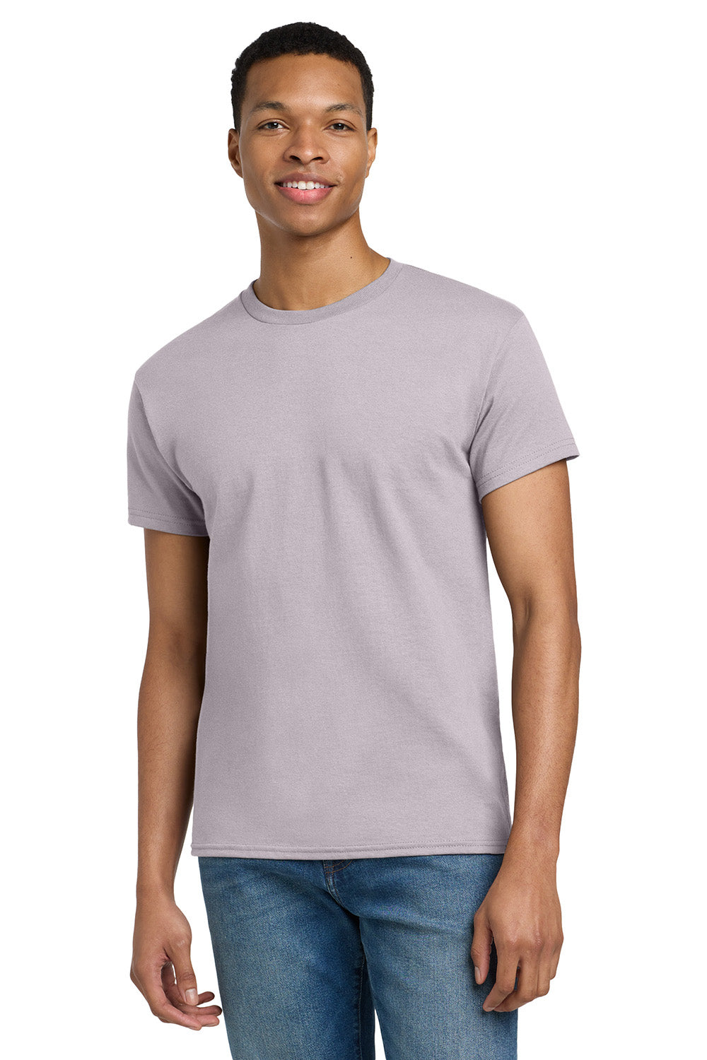 Gildan 2000/G200/G200T Mens Ultra Short Sleeve Crewneck T-Shirt Ice Grey Model Front