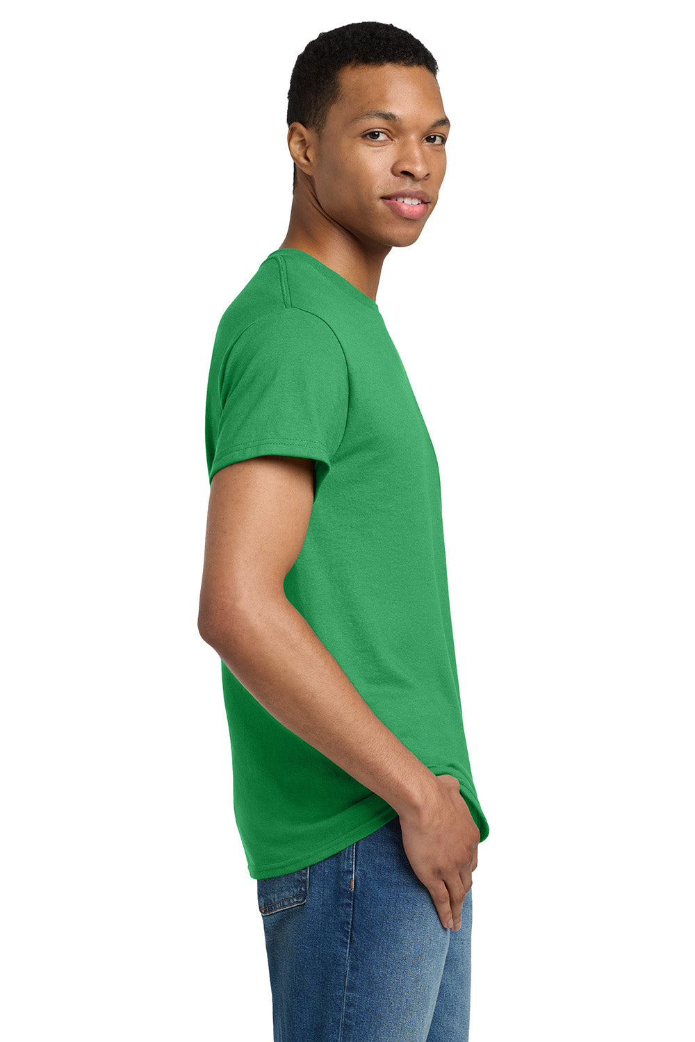 Gildan 2000/G200/G200T Mens Ultra Short Sleeve Crewneck T-Shirt Irish Green Model Side