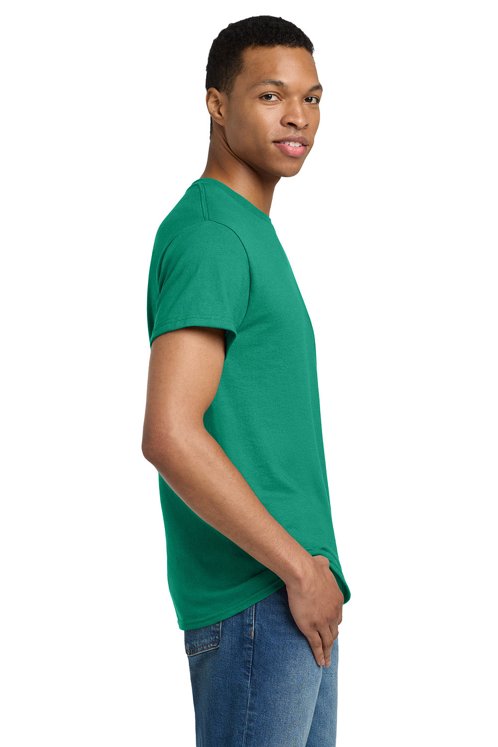 Gildan 2000/G200/G200T Mens Ultra Short Sleeve Crewneck T-Shirt Kelly Green Model Side