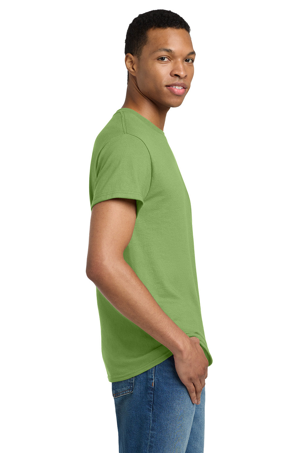 Gildan 2000/G200/G200T Mens Ultra Short Sleeve Crewneck T-Shirt Kiwi Green Model Side