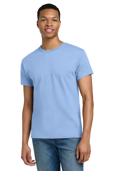 Gildan 2000/G200/G200T Mens Ultra Short Sleeve Crewneck T-Shirt Light Blue Model Front