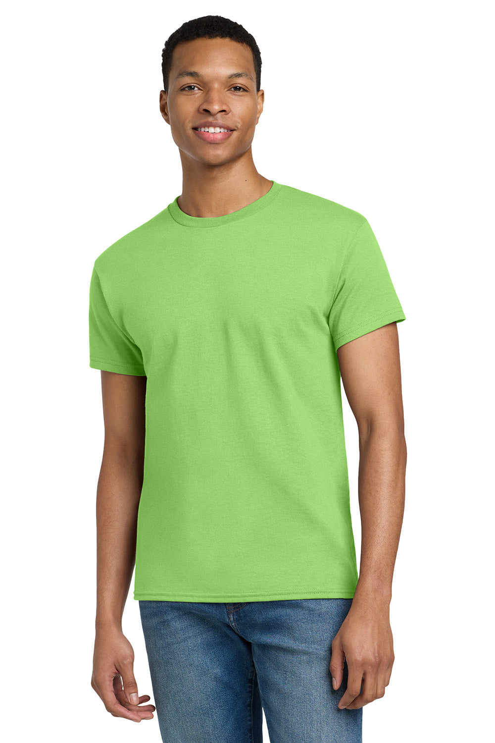 Gildan 2000/G200/G200T Mens Ultra Short Sleeve Crewneck T-Shirt Lime Green Model Front