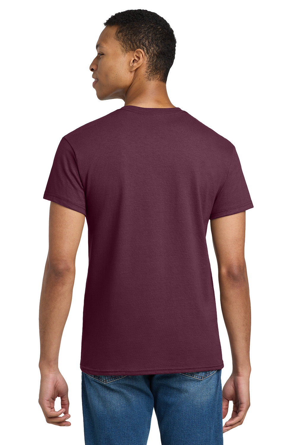 Gildan 2000/G200/G200T Mens Ultra Short Sleeve Crewneck T-Shirt Maroon Model Back