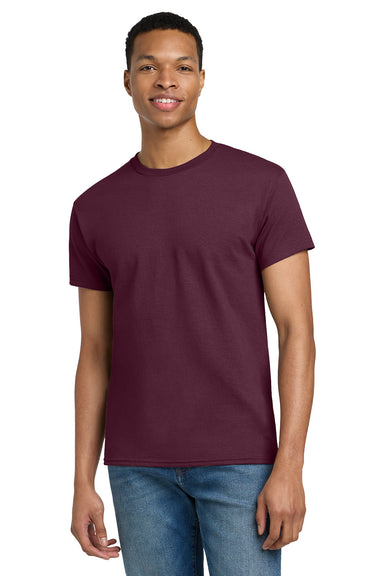 Gildan 2000/G200/G200T Mens Ultra Short Sleeve Crewneck T-Shirt Maroon Model Front