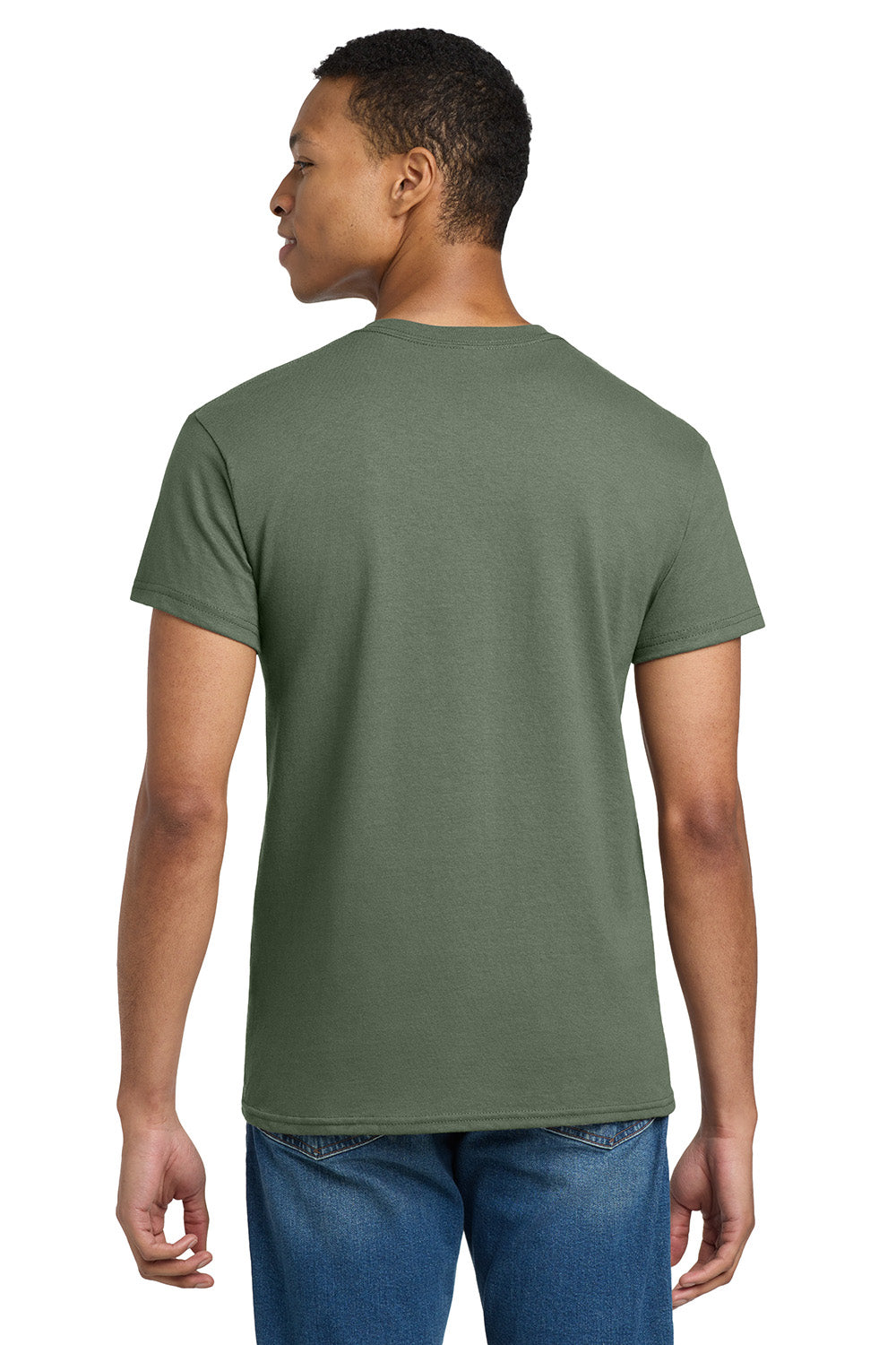 Gildan 2000/G200/G200T Mens Ultra Short Sleeve Crewneck T-Shirt Military Green Model Back