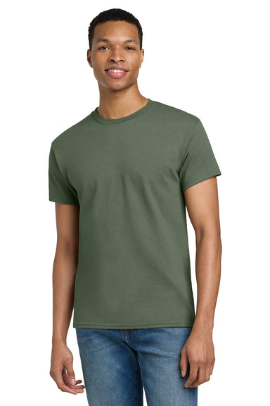 Gildan 2000/G200/G200T Mens Ultra Short Sleeve Crewneck T-Shirt Military Green Model Front