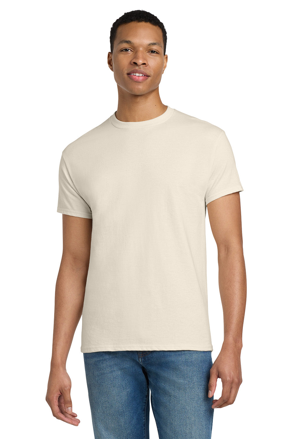 Gildan 2000/G200/G200T Mens Ultra Short Sleeve Crewneck T-Shirt Natural Model Front