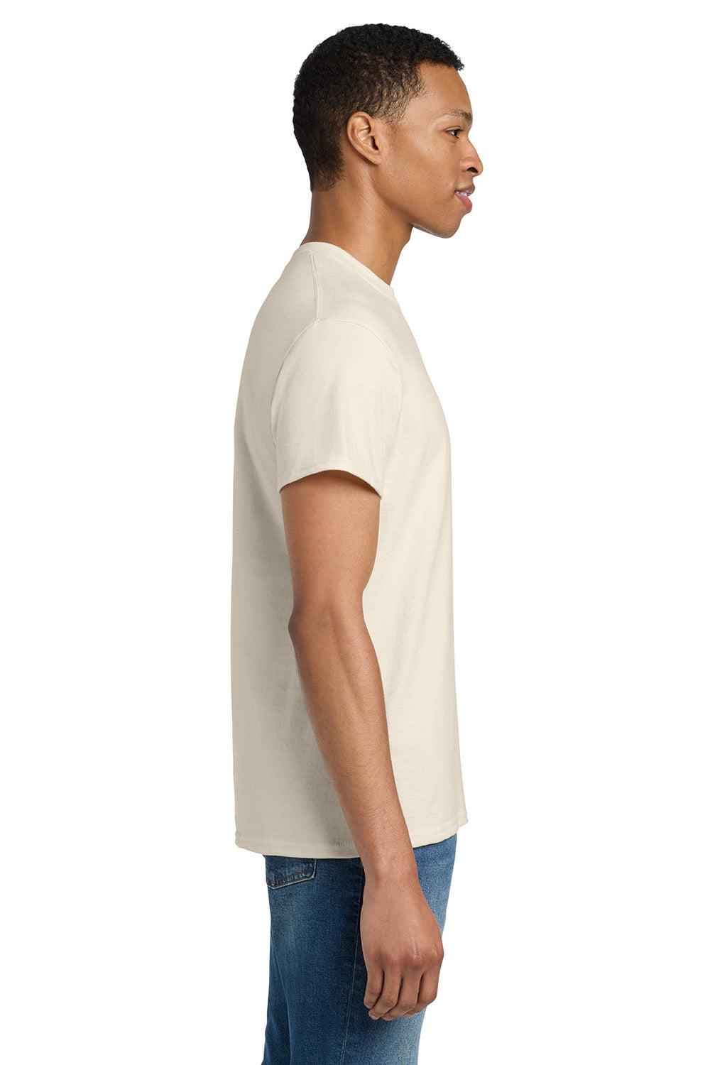 Gildan 2000/G200/G200T Mens Ultra Short Sleeve Crewneck T-Shirt Natural Model Side