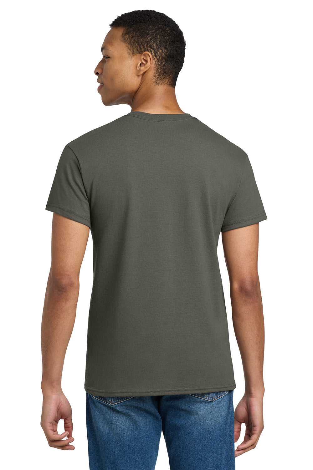 Gildan 2000/G200/G200T Mens Ultra Short Sleeve Crewneck T-Shirt Olive Green Model Back