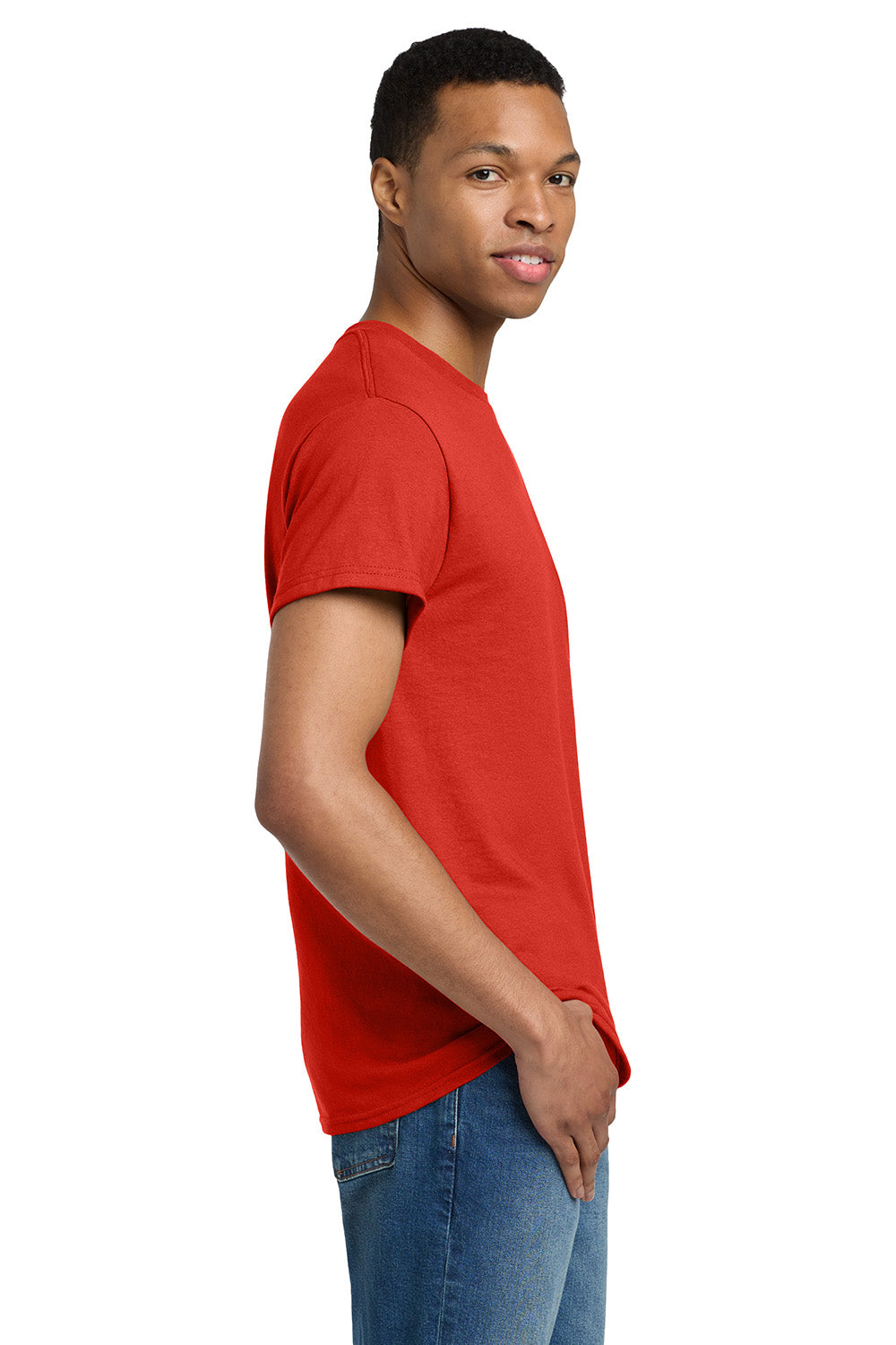 Gildan 2000/G200/G200T Mens Ultra Short Sleeve Crewneck T-Shirt Red Model Side