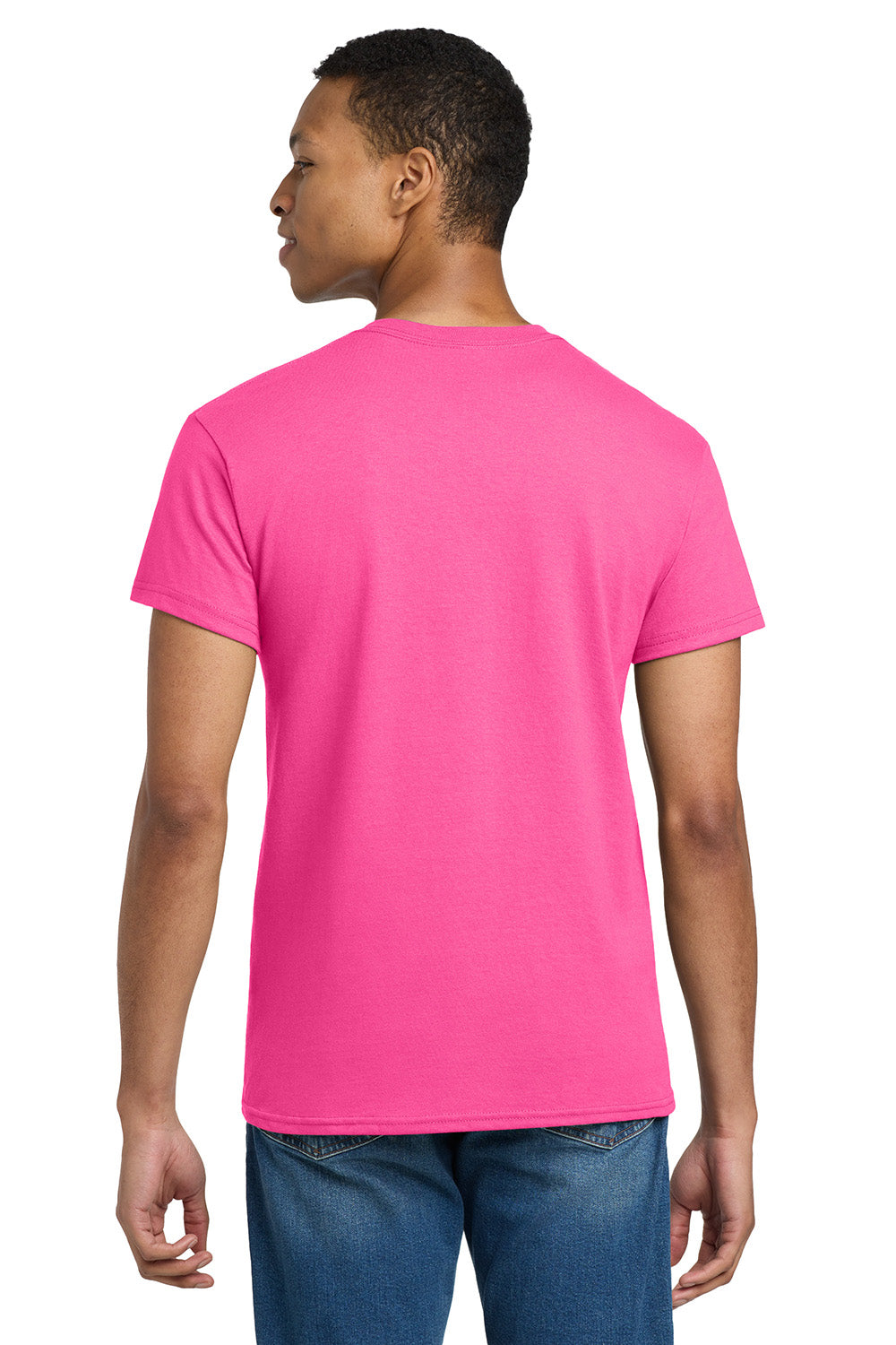 Gildan 2000/G200/G200T Mens Ultra Short Sleeve Crewneck T-Shirt Safety Pink Model Back