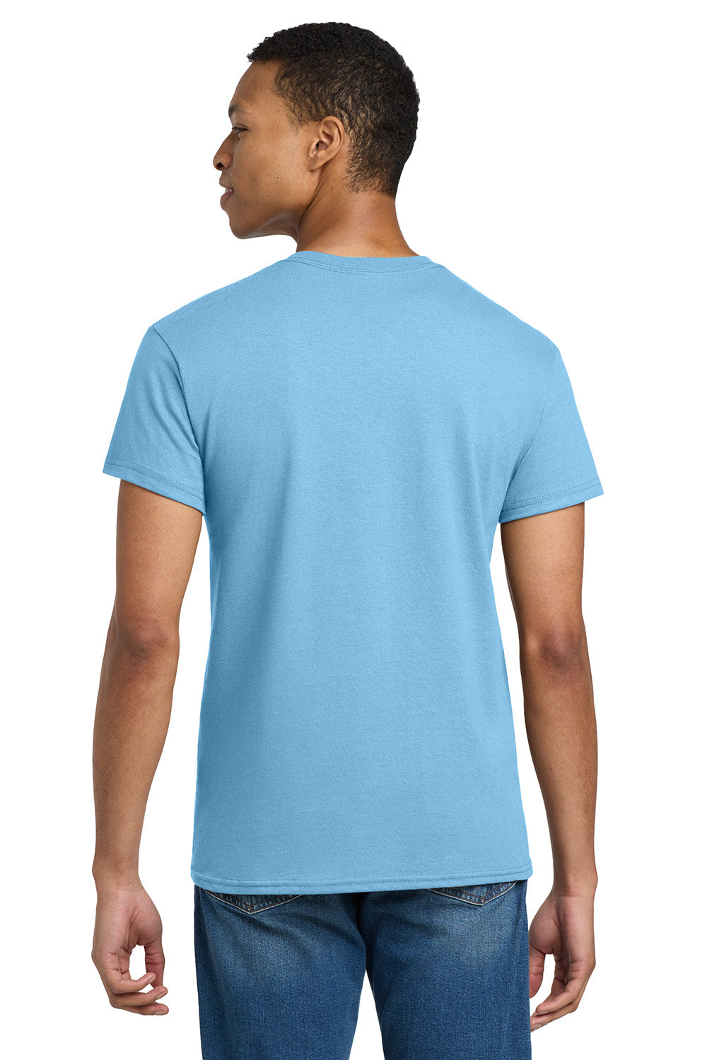 Gildan 2000/G200/G200T Mens Ultra Short Sleeve Crewneck T-Shirt Sky Blue Model Back