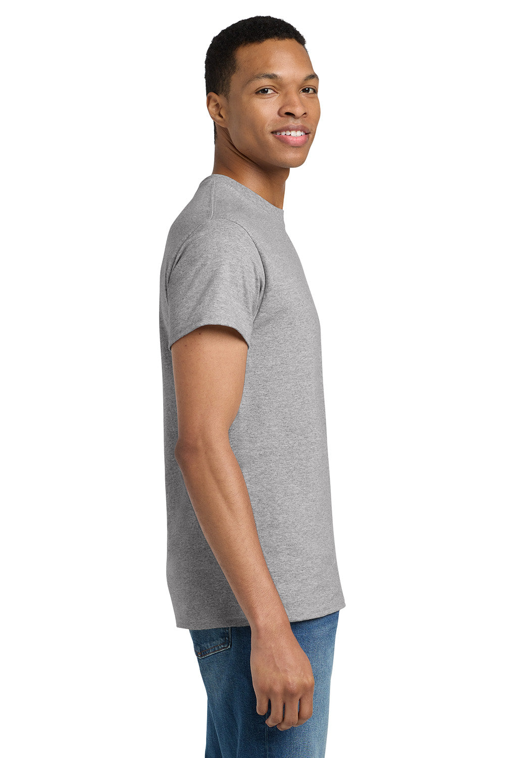 Gildan 2000/G200/G200T Mens Ultra Short Sleeve Crewneck T-Shirt Sport Grey Model Side