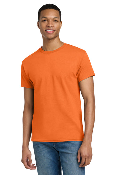 Gildan 2000/G200/G200T Mens Ultra Short Sleeve Crewneck T-Shirt Safety Orange Model Front