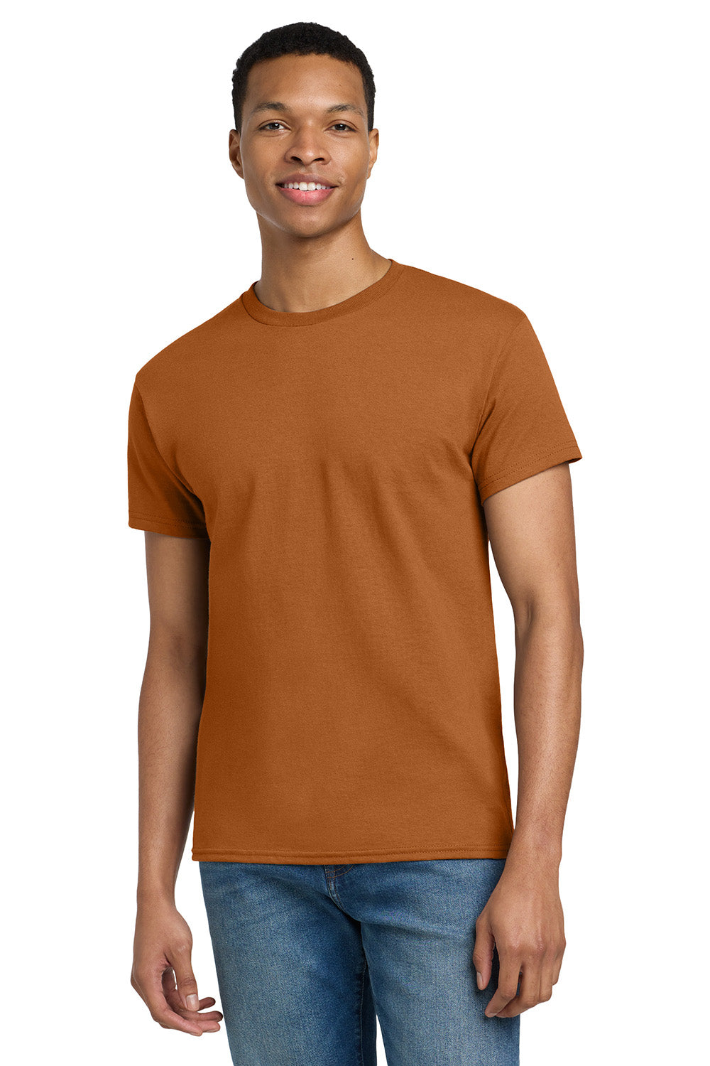 Gildan 2000/G200/G200T Mens Ultra Short Sleeve Crewneck T-Shirt Texas Orange Model Front