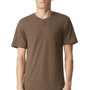 American Apparel Mens CVC Short Sleeve Henley T-Shirt - Heather Army Brown