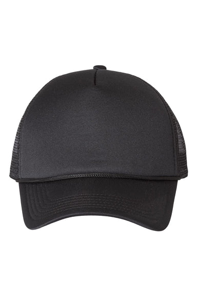 Valucap VC700 Mens Foam Mesh Back Trucker Hat Black Flat Front