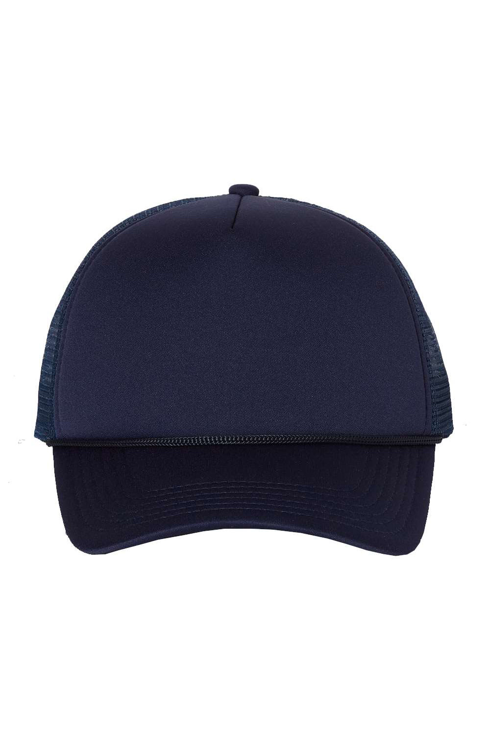 Valucap VC700 Mens Foam Mesh Back Trucker Hat Navy Blue Flat Front